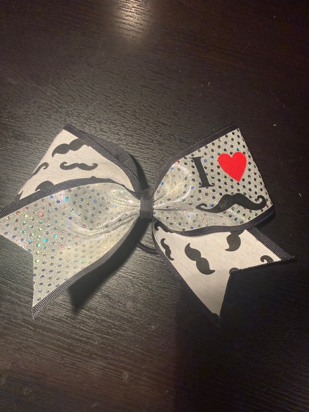 I heart mustaches cheer bow